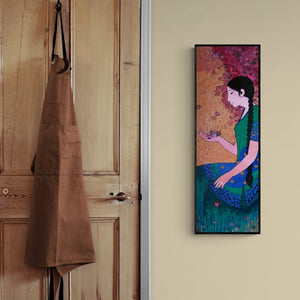 In-situ view of Rahul Mhetre's 'Bougainvillea' painting in a room