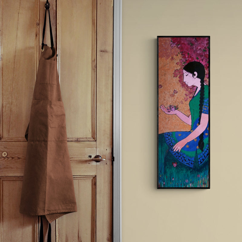 In-situ view of Rahul Mhetre's 'Bougainvillea' painting in a room