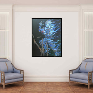 In-situ view of Bijay Biswaal's 'The Bowler (Untitled)' painting in a room