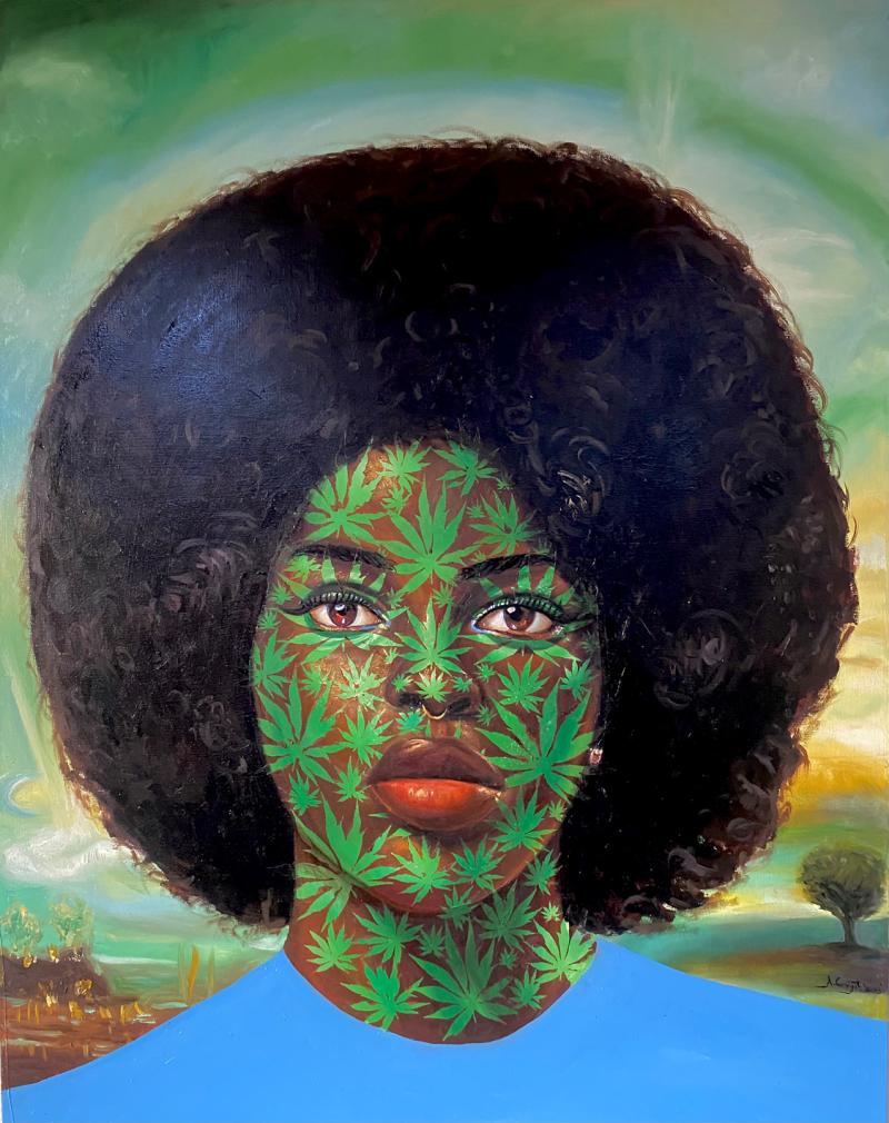 'Boys Are Seraphic 3' figurative oil painting by artist Ganiyat Abdulazeez, 48x36 inch, on canvas