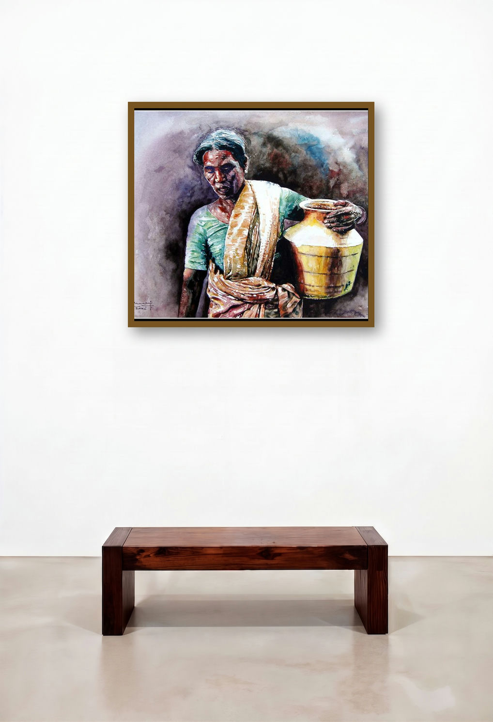 Brass Pitcher With Women (Women by artist the Brass Pitcher) by artist Srv Artist displayed in a Luxury Bedroom