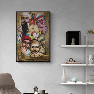 Apet Pramod's 'Broken Windows 3 (Untitled)' Painting visualized above a sofa in a contemporary room