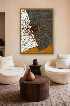 Brown Abstract by artist Santanu Dhar displayed in a Modern gallery