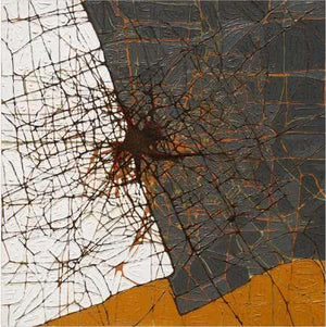 Brown Abstract by Santanu Dhar, Original Acrylic Abstract Painting on Canvas, Medium Square Wall Art