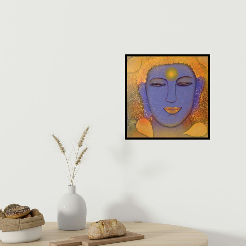 In-situ view of Sadaf Beg Khan's 'Buddha (Peaceful Serenity)' painting in a room