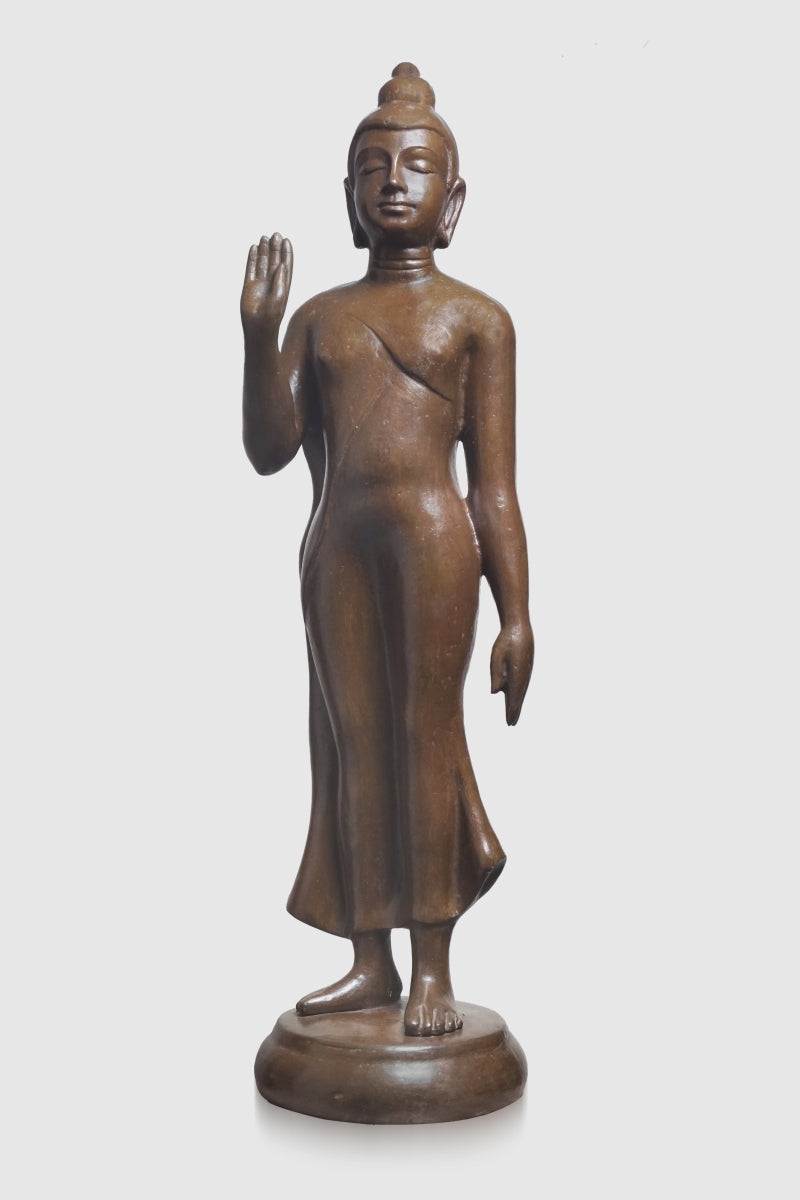 Buddha' religious Bronze sculpture by artist Roy Chandan, 30x9 inch, on bronze