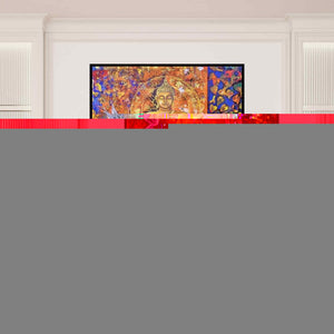 In-situ view of Arjun Das's 'Buddha And Monk 10 (Eternal Embrace)' painting in a room