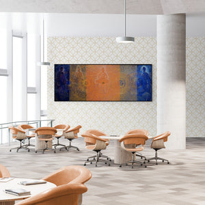 In-situ view of Ghanshyam Gupta's 'Buddha Life (Chakra Meditation)' painting in a room