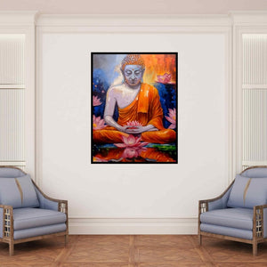 In-situ view of Arjun Das's 'Buddha On Meditation' painting in a room