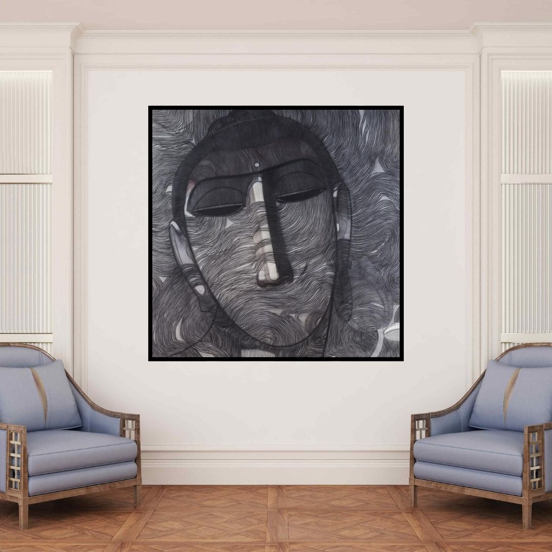 In-situ view of Siddharth Shingade's 'Buddha Painting' painting in a room