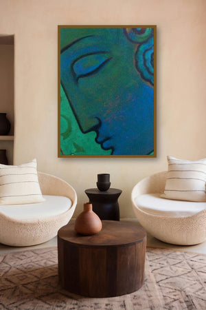 Budha (Serene Contemplation) by artist Sanjay Bhalerao displayed in a Minimalist gallery