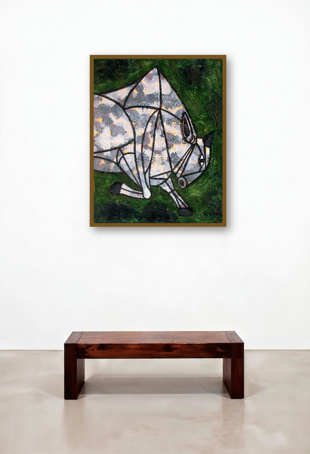 Bull 22 by artist Vijay Belde displayed in a Art Deco Penthouse