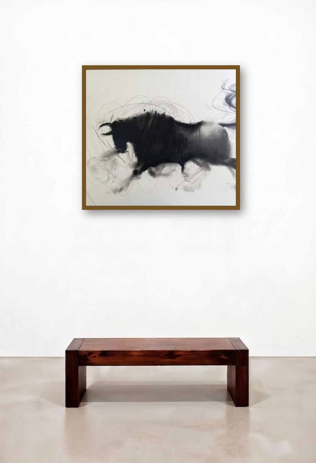 Bull 8 (The Rush) by artist Ganesh Hire displayed in a Contemporary Luxury Study