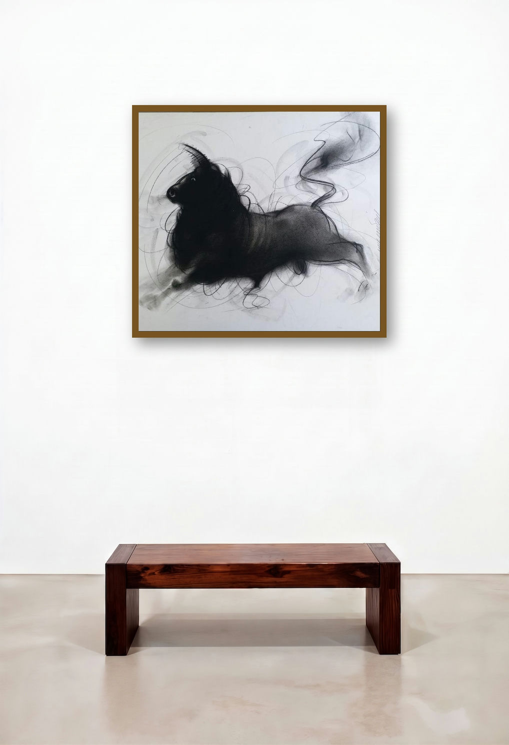 Bull 9 (The Force) by artist Ganesh Hire displayed in a Designer Foyer