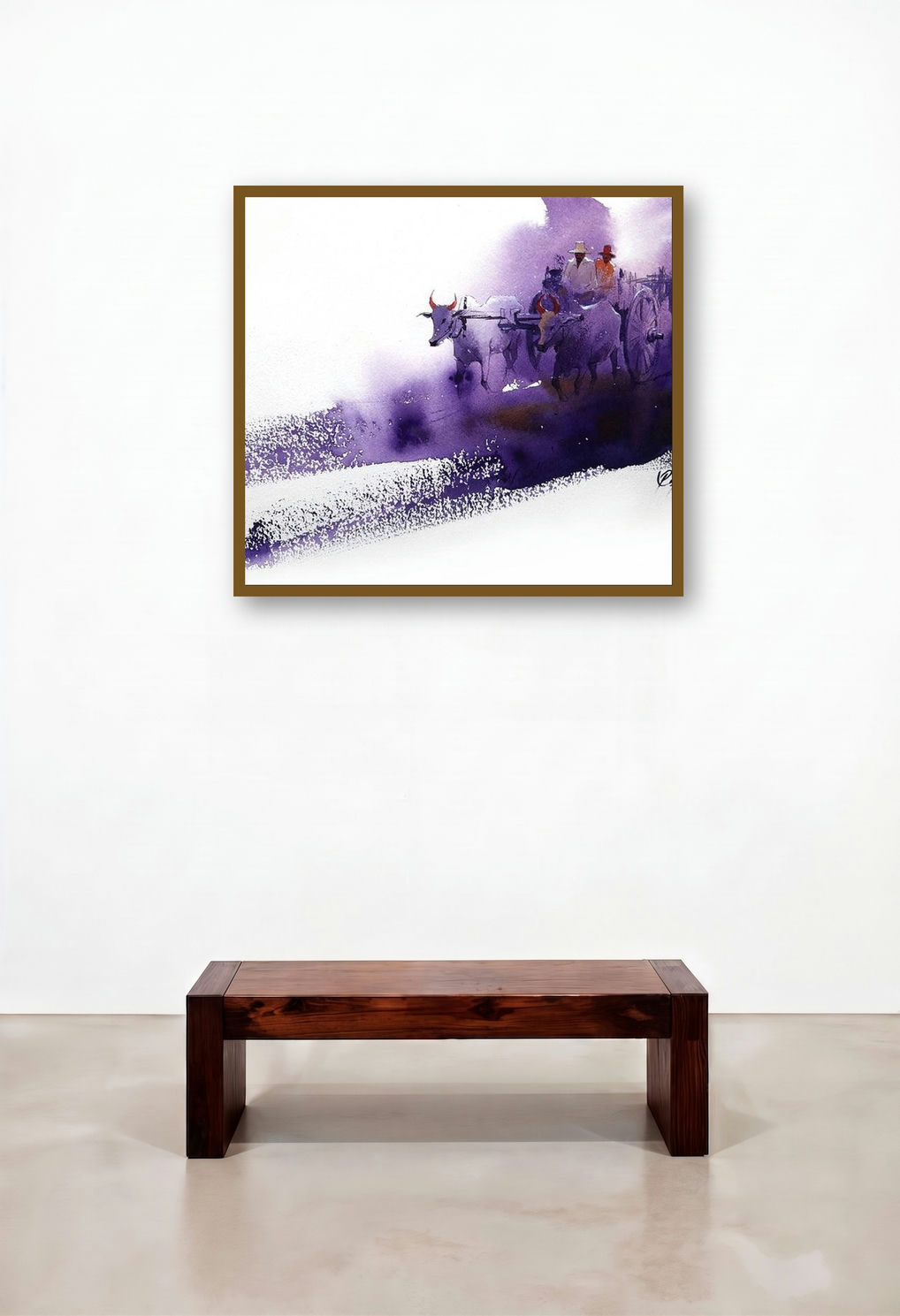 Bullwhacker 2 (Ox Cart Journey) by artist Mv Renju displayed in a Elegant Dining Room
