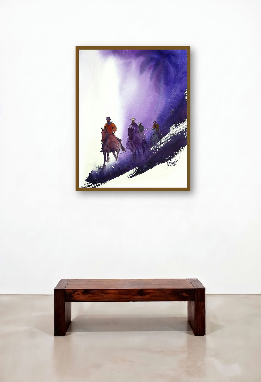 Bullwhacker 3 (Purple Haze Riders) by artist Mv Renju displayed in a Contemporary Bedroom