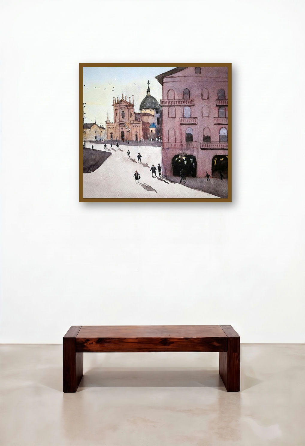 Busto Arsizio Italy (Afternoon Stroll) by artist Arunava Ray displayed in a Minimalist Living Room