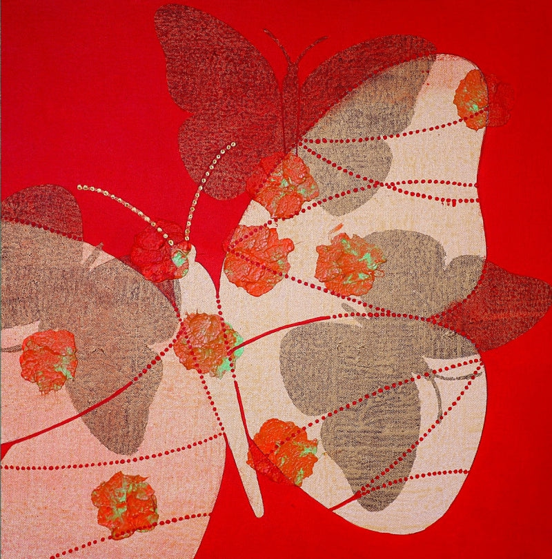 Butterfly 2' animals acrylic painting by artist Asif Sharief Shaikh, 18x18 inch, on canvas