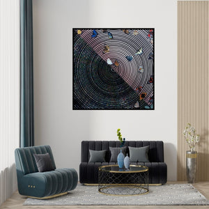 Preview of 'Butterfly (The Butterfly Effect)' Painting by Ghanshyam Gupta shown on a wall in a furnished room.