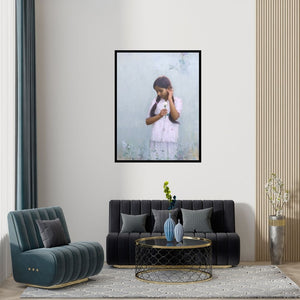 Preview of 'Butterfly' Painting by Dilip Dudhane shown on a wall in a furnished room.