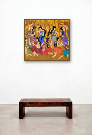 Cadence (A Cosmic Symphony) by artist Chetan Katigar displayed in a Japandi Lounge