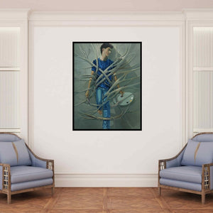 In-situ view of Bijay Biswaal's 'Caged Freedom (Caged Freedom)' painting in a room