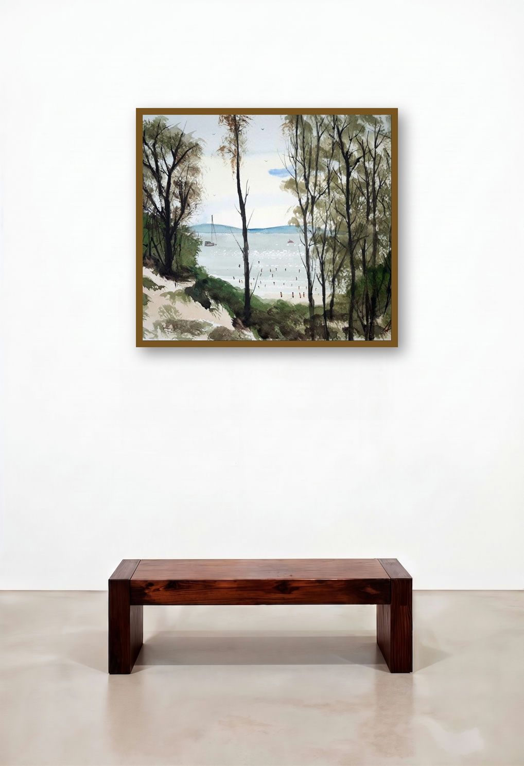 Cala Violina Tuscanny Italy (Seaside Serenity**) by artist Arunava Ray displayed in a Urban Loft Hallway