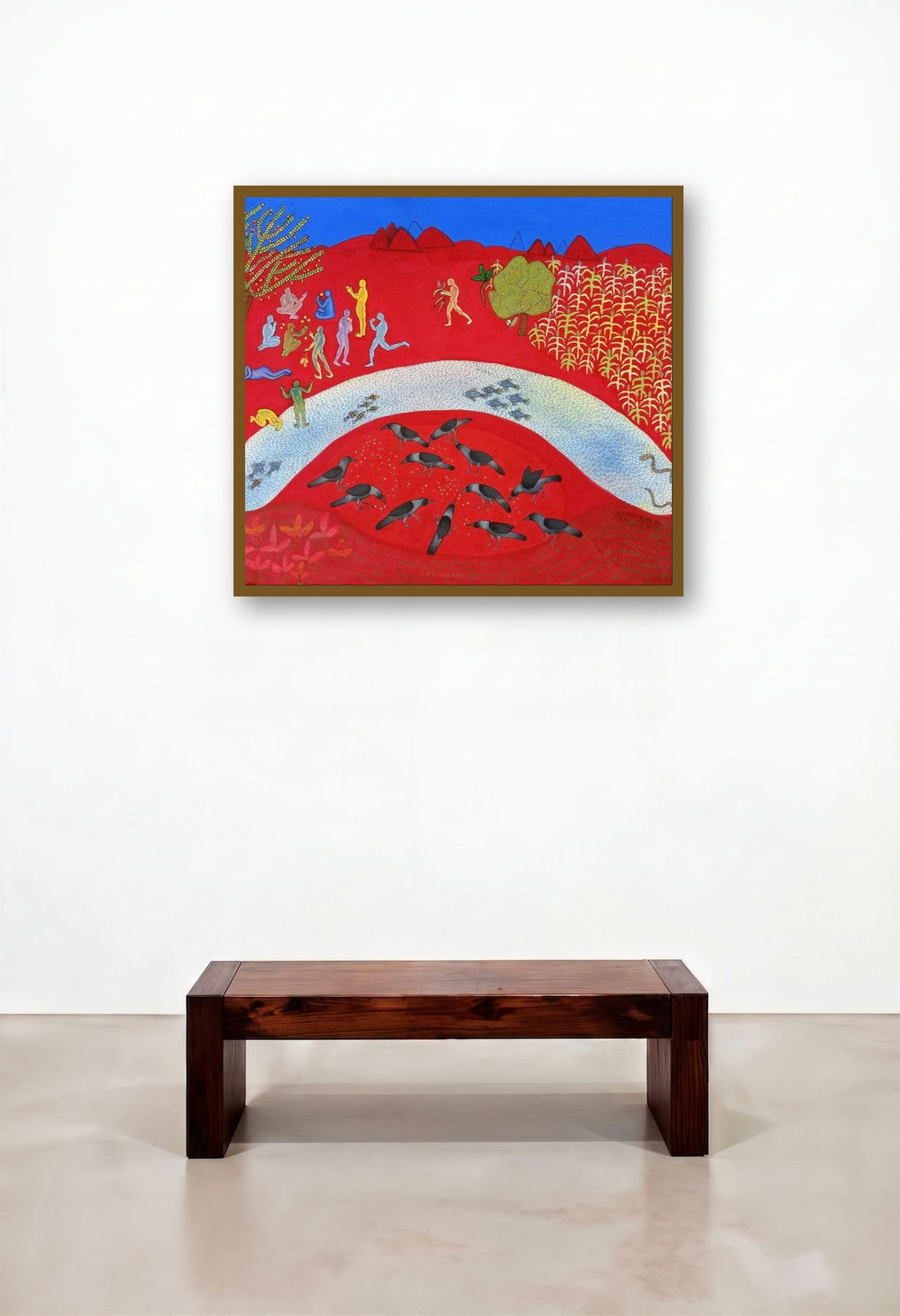 Call Your Relative (A Tapestry of Life**) by artist Santosh Pattar displayed in a Scandinavian Bedroom