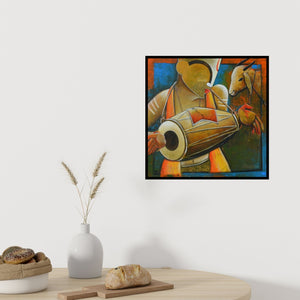 In-situ view of Anupam Pal's 'Calling Melodies (Urban Meditation: A Figurative Composition)' painting in a room