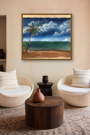 Calm Beach (Island Escape) by artist Anu Dhimaan displayed in a Contemporary Exhibition gallery
