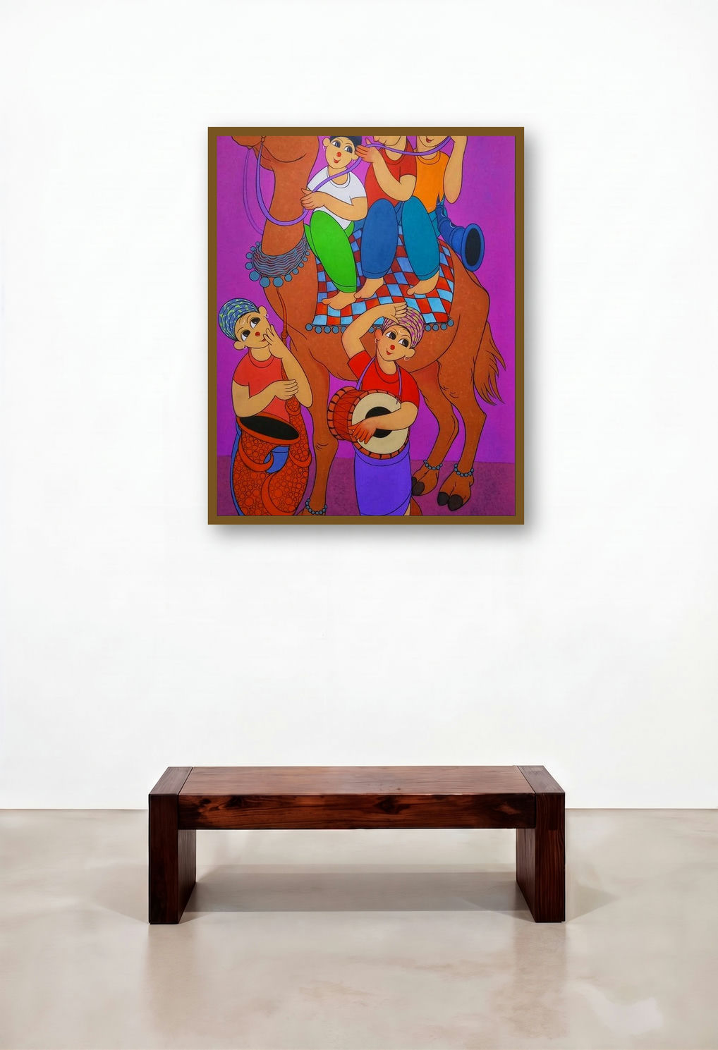 Camel Sfari (Camel and Musicians) by artist Dnyaneshwar Bembade displayed in a Luxury Lounge