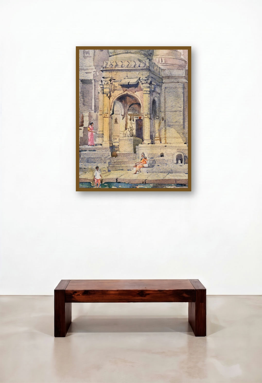 Cardinal Transcendence (Temple Steps) by artist Ambadas Nagpure displayed in a Modern Lounge