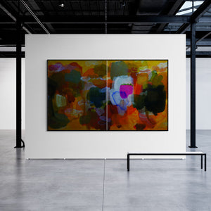 In-situ view of Mohd Majeed Mansoori's 'Casual Form (Diptych)' painting in a room