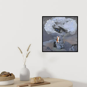 In-situ view of Sudhakaran Edakandy's 'Cat Strophe (Cat Strophe)' painting in a room