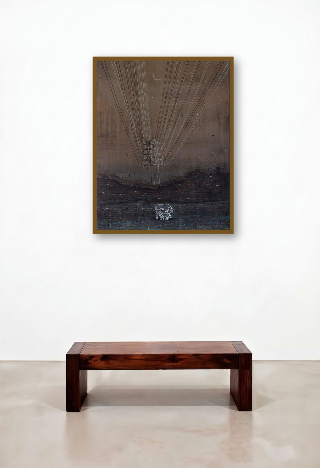 Catch Me If You Can (Electric Dreams) by artist Balaji Ponna displayed in a Mid-Century Modern Study