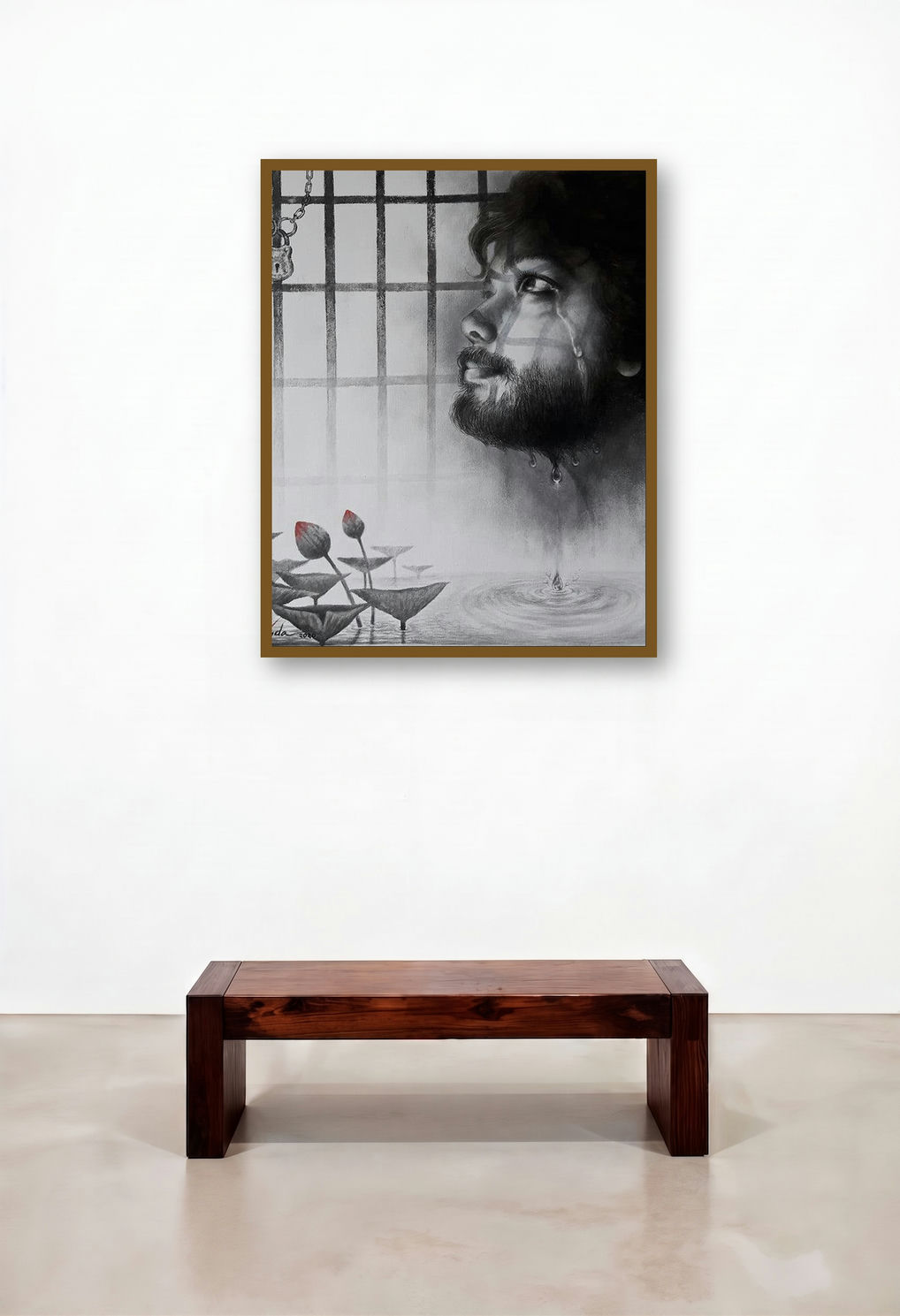 Cathersis by artist Arabinda Samanta displayed in a Coastal Family Room