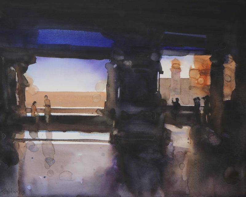 Landscape watercolor painting titled 'Caught in a time frame', 16x20 inches, by artist Prashant Prabhu on Paper