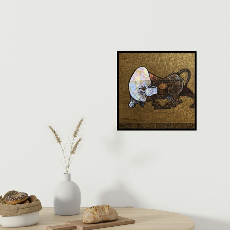 In-situ view of Dinkar Jadhav's 'Celebration 1' painting in a room