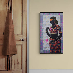 In-situ view of Pratiksha Bothe's 'Celestial Beauty Sursundari (Lotus Beauty)' painting in a room