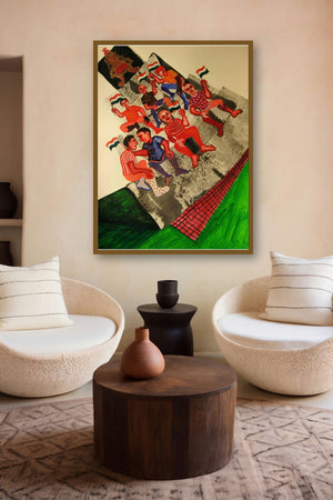 Chair Day (March to Freedom) by artist Mithun Dasgupta displayed in a Boutique gallery