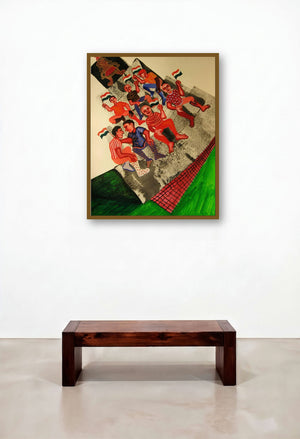 Chair Day (March to Freedom) by artist Mithun Dasgupta displayed in a Industrial Penthouse