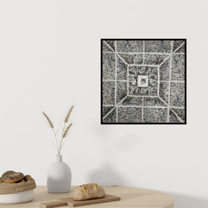 In-situ view of Kusum Lata Sharma's 'Chakkarview (Intricate Patterned Ceiling)' painting in a room