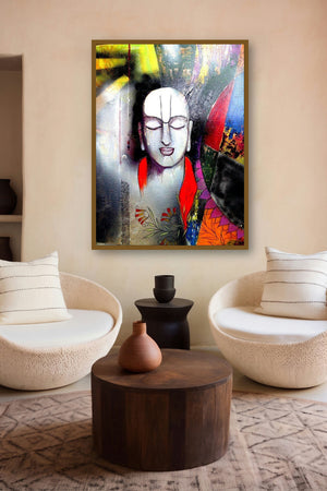 Chanakya (Divine Grace) by artist Meenakshi Jha Banerjee displayed in a Indian Art gallery