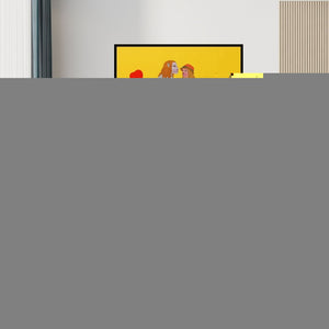 Preview of 'Chand Ke Par Chalo (A Whimsical Ride)' Painting by Bandana Kumari shown on a wall in a furnished room.