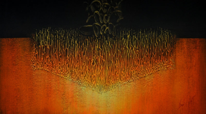 Chandelier' contemporary acrylic painting by artist Vishal Joshi, 22x42 inch, on canvas