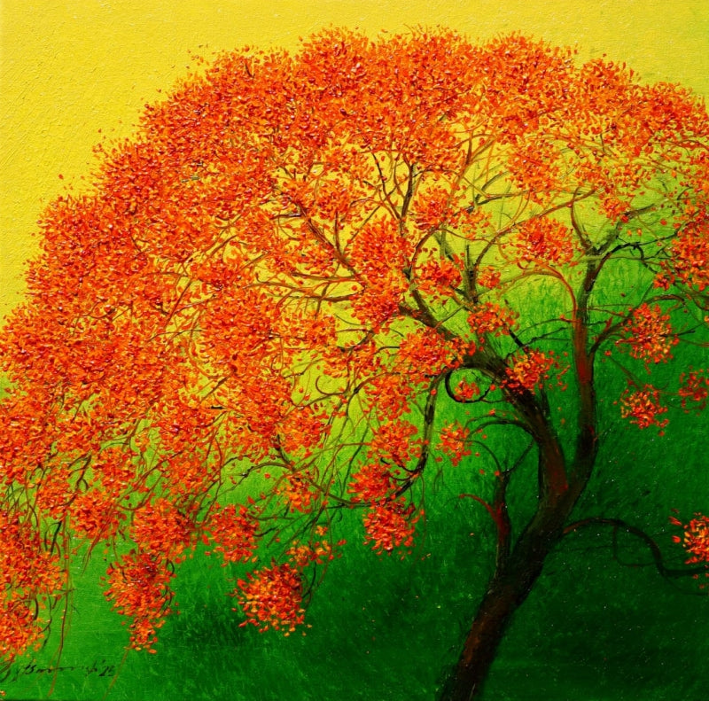 'Chandigarh' nature oil painting by artist Pardeep Singh, 20x20 inch, on canvas