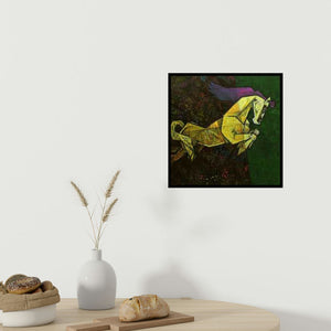 In-situ view of Dinkar Jadhav's 'Charging Ahead In My Dreams I' painting in a room