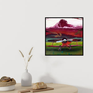 In-situ view of Ankur Rana's 'Chariots Of Love 4 (Crimson Flight: An Abstract Composition)' painting in a room