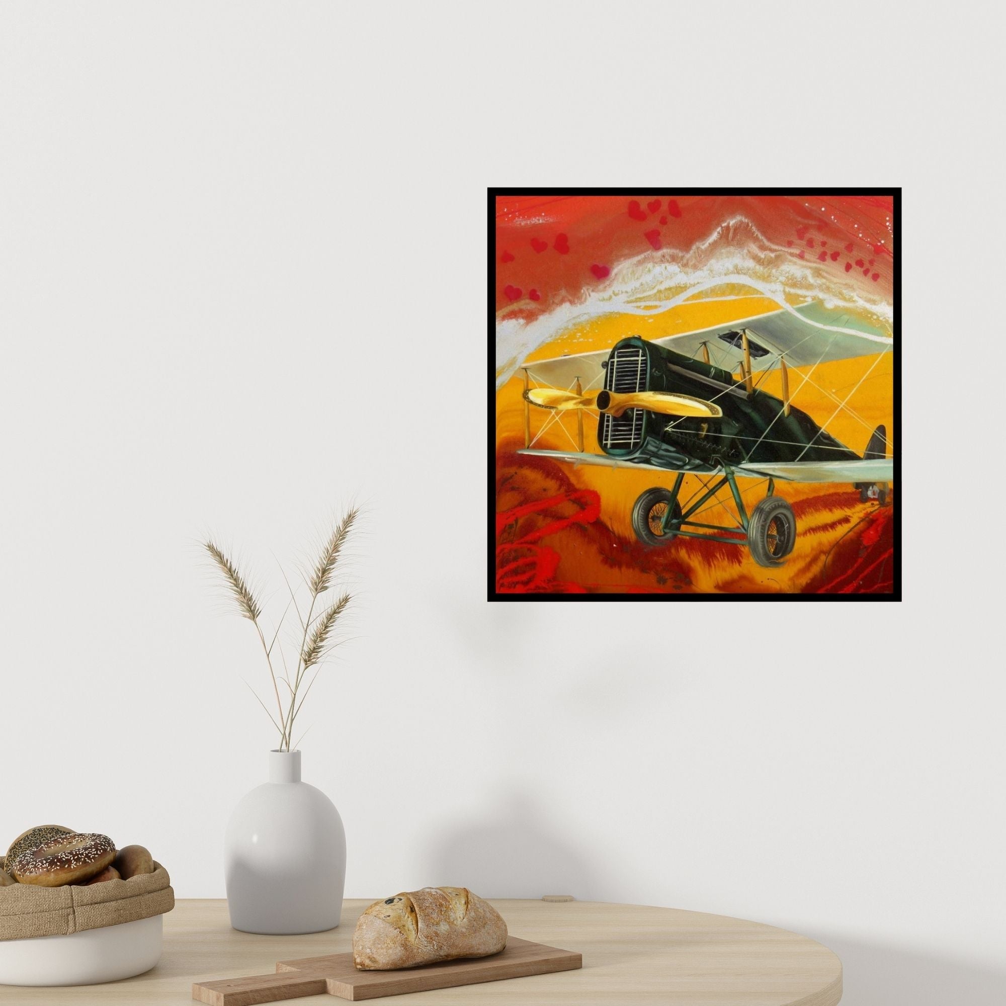 In-situ view of Ankur Rana's 'Chariots Of Love 9 (Golden Flight: An Abstract Composition)' painting in a room