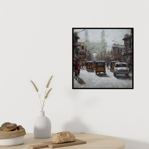 In-situ view of Iruvan Karunakaran's 'Charminar 1' painting in a room